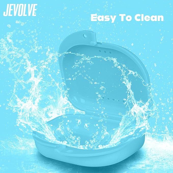 10 PCs Dental Grade Trapezoid Denture Bath Case by JEVOLVE | Retainer Case Tooth Case Denture Box Denture Storage Boxes | Denture Cleaner Cup Travel Portable Denture Box for Home Office (Blue)