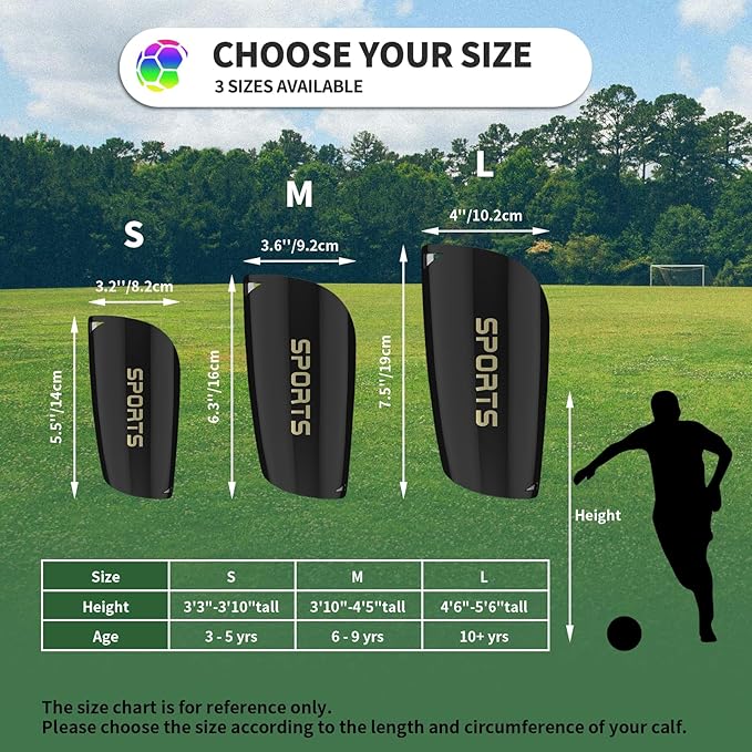 Kids Youth Soccer Shin Guards with Sleeves, Slip in Shinguards Soccer Shin Pads for 3-15 Years Old Boys Girls Child Teens