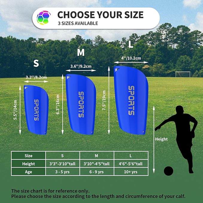 Kids Youth Soccer Shin Guards with Sleeves, Slip in Shinguards Soccer Shin Pads for 3-15 Years Old Boys Girls Child Teens