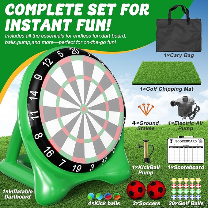 Inflatable Soccer Dart Board, Giant Kick Darts,Indoor Outdoor Lawn Yard Games for Kids Adults Family, Big Jumbo Carnival Games for Party | 6ft Dart Boards with Pump Accessories
