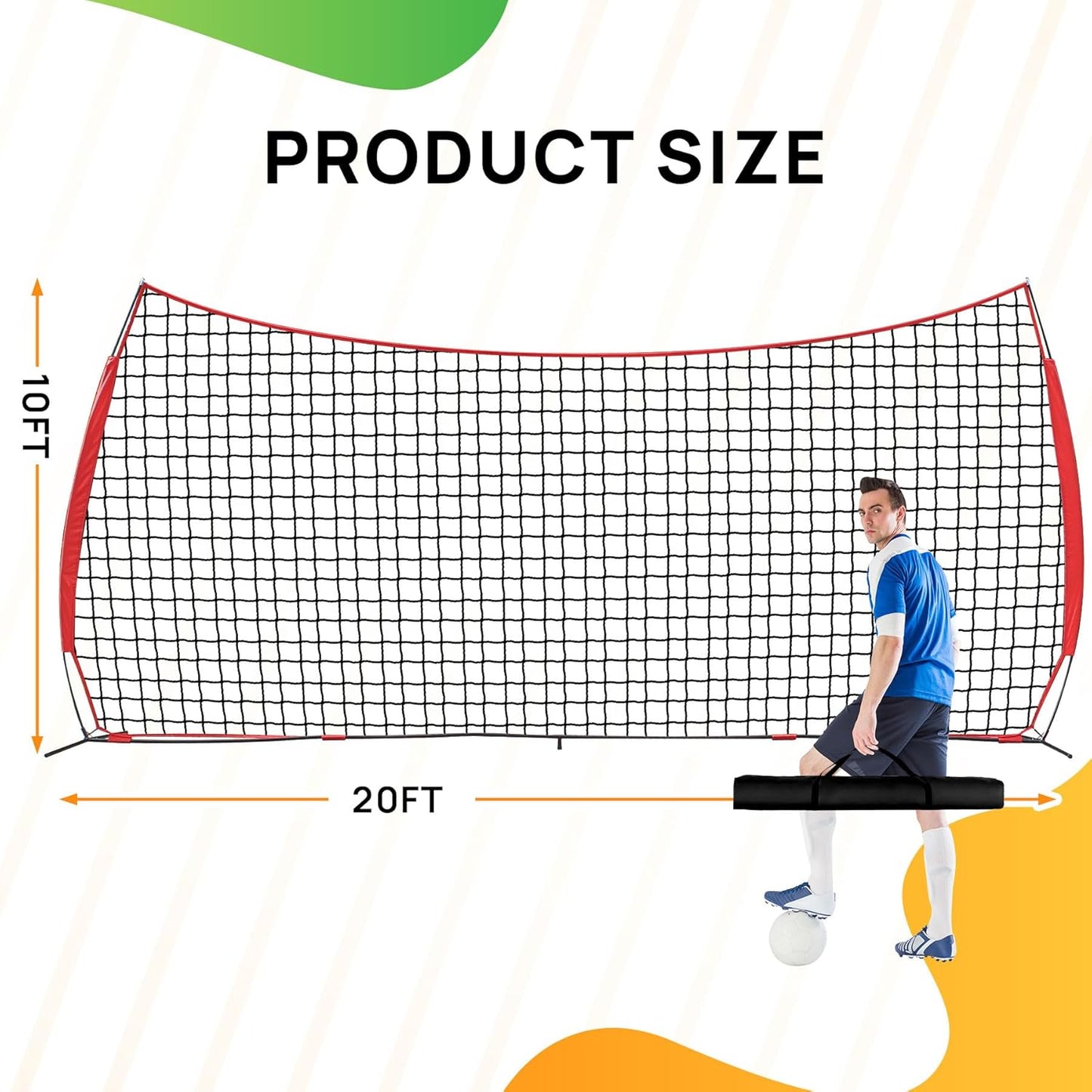 7x7ft/12x9ft/16x10ft/20x10ft Barricade Backstop Net, Sports Barrier Net, Multi-Sport Net with Carry Bag, Protective Screen for Practice- Baseball, Softball, Lacrosse, Soccer, Basketball, Tennis