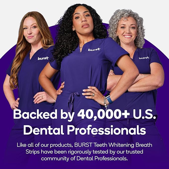 Burst Teeth Whitening Breath Strips (Polar Mint/1 Pack) | Kills 93% of Bad Mouth Germs | Up to 4 Shades Whiter in One Use | Easy to Apply/Quick Dissolving