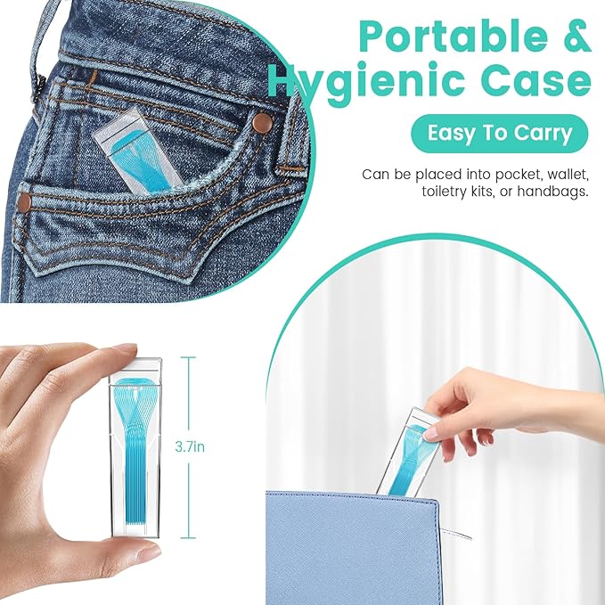 Floss Threaders 400 Count/4 Pack, with 2 Pack of 50M Mint-Flavored Waxed Dental Floss, for Braces, Bridges, Implants, Permanent Retainer