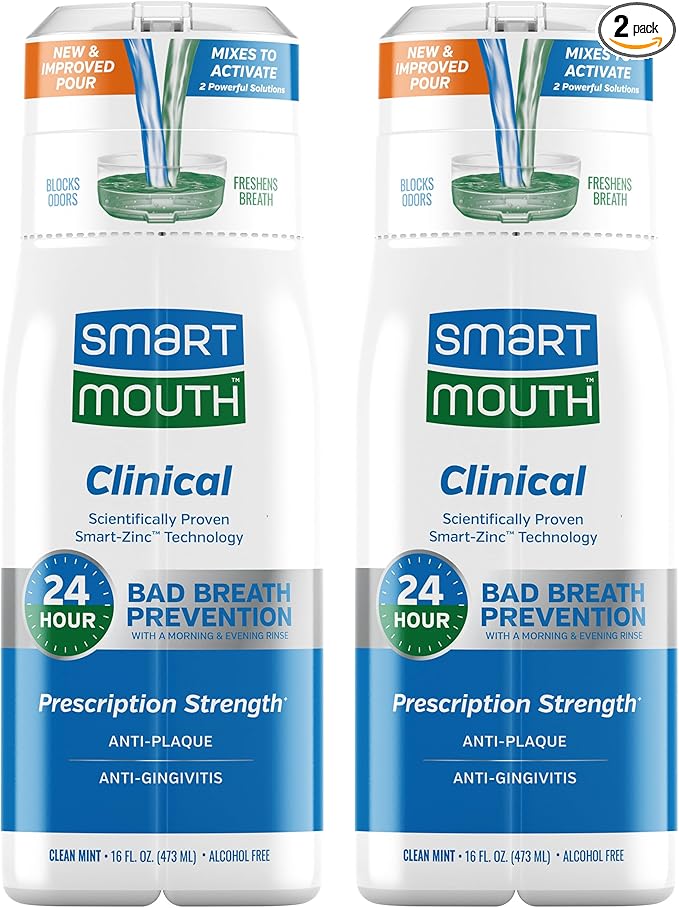 SmartMouth DDS Activated Clinical Mouthwash - Adult Mouthwash for Fresh Breath - for Gum Health, Gingivitis & More - Clean Mint Flavor, 16 fl oz (2 Pack)
