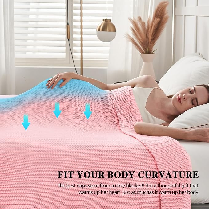 L'AGRATY Knitted Weighted Blanket - 48"x72" 12lbs Cooling Chunky Knit Heavy Blanket for Adults Braided Crochet Throw Thick Cable Yarn Knit Decorative No Beads Evenly Weighted Machine Washable