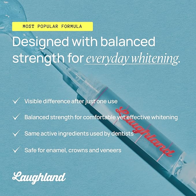 Laughland Original Teeth Whitening Gel 3 Pack, Tooth Whitener, Made with 8% Hydrogen Peroxide, Glycerin, Aloe Vera & Mint, at Home Dental Care, Travel Friendly, 6 Treatments (3 Pack, Original)