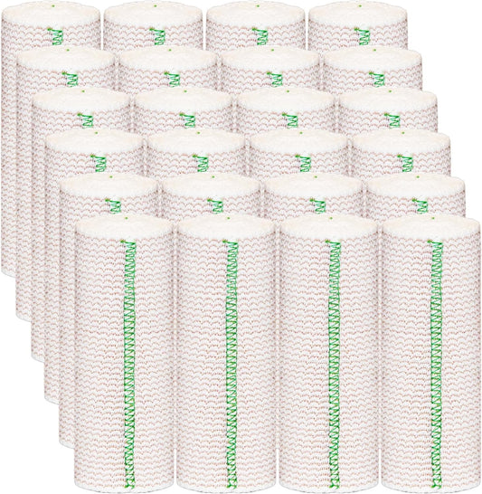 24 Pack Elastic Bandage Wrap 6” Bandage Wrap with Hook and Loop Closure on Both Ends Self Adhesive Bandage Wrap for Sports, Medical, and Injury Recovery