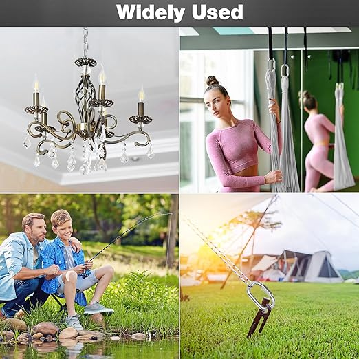 M8-20 Pack 3“ Quick Links Chain Connectors, 5/16″ Galvanized Chain Locking Carabiners Hooks, 1200LBS Heavy Duty Thread Quick Link Clips, Twist Oval Keychain D Shape for Swing, Camping