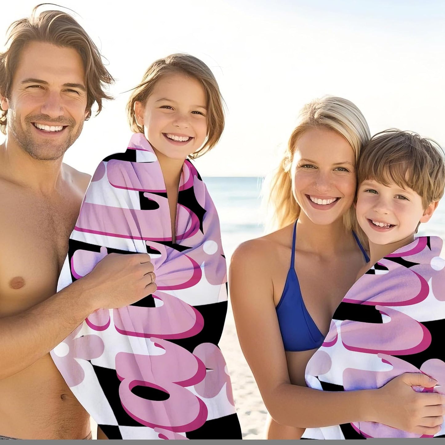 JML Personalized Beach Towel with Name, Custom Flower Beach Towel, Customized Microfiber Pool Towel, Quick Dry & Absorbent Swim Towel for Adult,Mother's Day, Birthday, Summer Holiday,Vacation