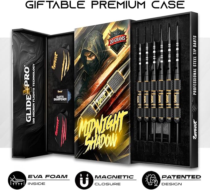 IgnatGames Premium Steel Tip Darts – 3/6/12 Pack Brass Barrels with Aluminum Shafts, 16 GlideXPro Flight Set, Tool Kit & Giftable Case
