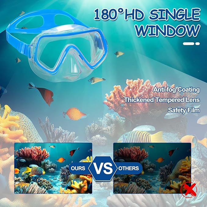 Hoolerry 4 Pcs Kids Nose Goggles Swim Goggles with Nose Cover for 3-8 Tempered Glass Snorkel Dive Mask Anti Fog with Elastic Strap No Leak Swimming Mask for Summer Diving Snorkeling