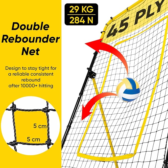 Adjustable Volleyball Rebounder Net Equipment 7x4 FT with Volleyball Practice for Adult Backyard Indoor Outdoor Training
