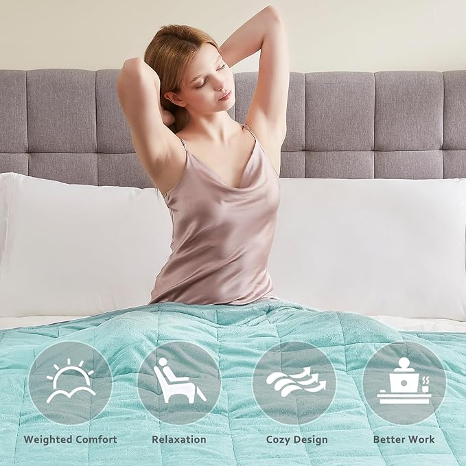 L'AGRATY Weighted Blanket - 60"x80" 15lbs Soft Breathable Heavy Blanket Minky Material with Glass Beads for Adult All-Season Summer Fall Winter Soft Thick Comfort