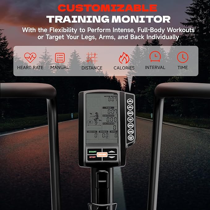 Air Bike, Exercise Bike with Magnetic & Air Resistance Fan Bike, Stationary Bike for Home Cardio Workout, Adjustable Indoor Cycling Bike with APP & Dual Action Handlebars, 350lb Capacity