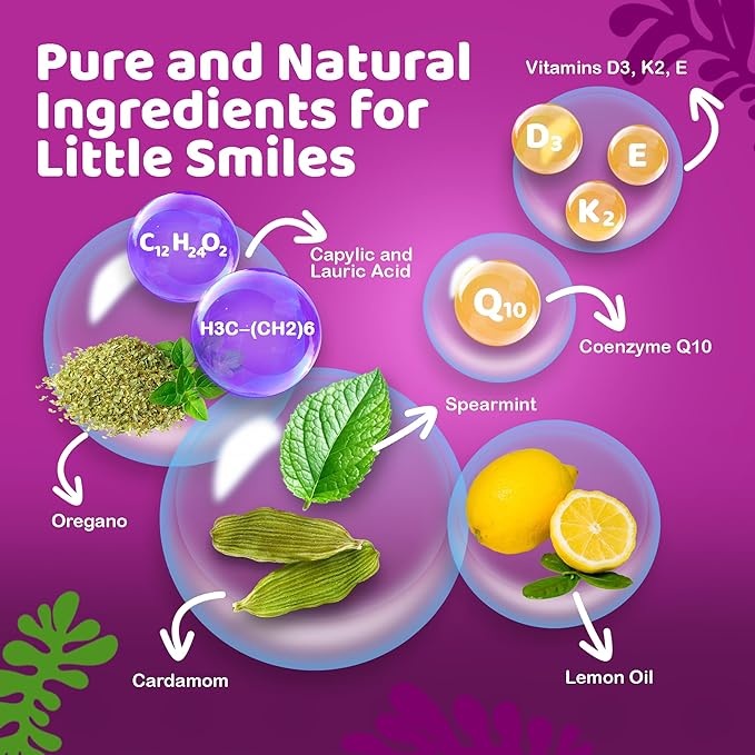 GuruNanda Kids Oil Pulling, Alcohol-Free Mouthwash, Essential Oils & Vitamins for Fresh Breath & Happy Gums for Ages 6 & up, Natural Bubble Berry, 8 Oz