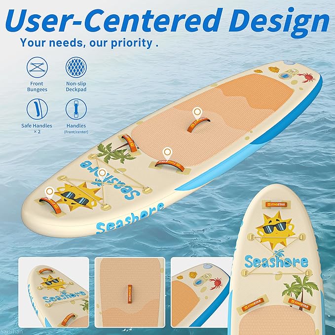 Joy 8'×29"/11'×35" Inflatable Paddle Board for Kids, One-Stop Premium SUP Accessories, Stand Up Paddle Board for More Balance, Tailored Fins for More Fun