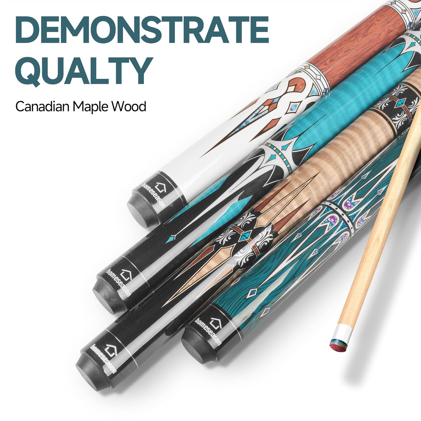 HomeSeason Pool Cue Stick 57" Billiard Cue Sticks Professional Low Deflection Pool Sticks