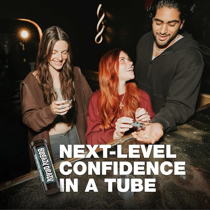 Breath Death Crystal Breth Breath Mints, Peppermint Mint Crystals, Gluten Free, Vegan & Zero Calorie Mints, Zinc-Infused & Fast Acting Formula, Single Pack - 4 Tubes, 12 Servings Per Tube, 1.6 Oz.