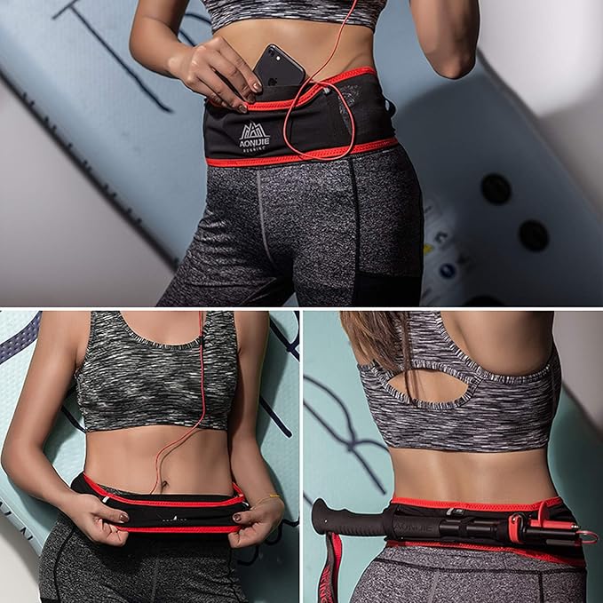 AONIJIE Hydration Belt Running Fanny Pack, with 250ml Soft Water Bottle Flask Phone Holder for Trailing Running Climbing Jogging Cycling Workout Fitness 3 Colors (Red, L/XL)