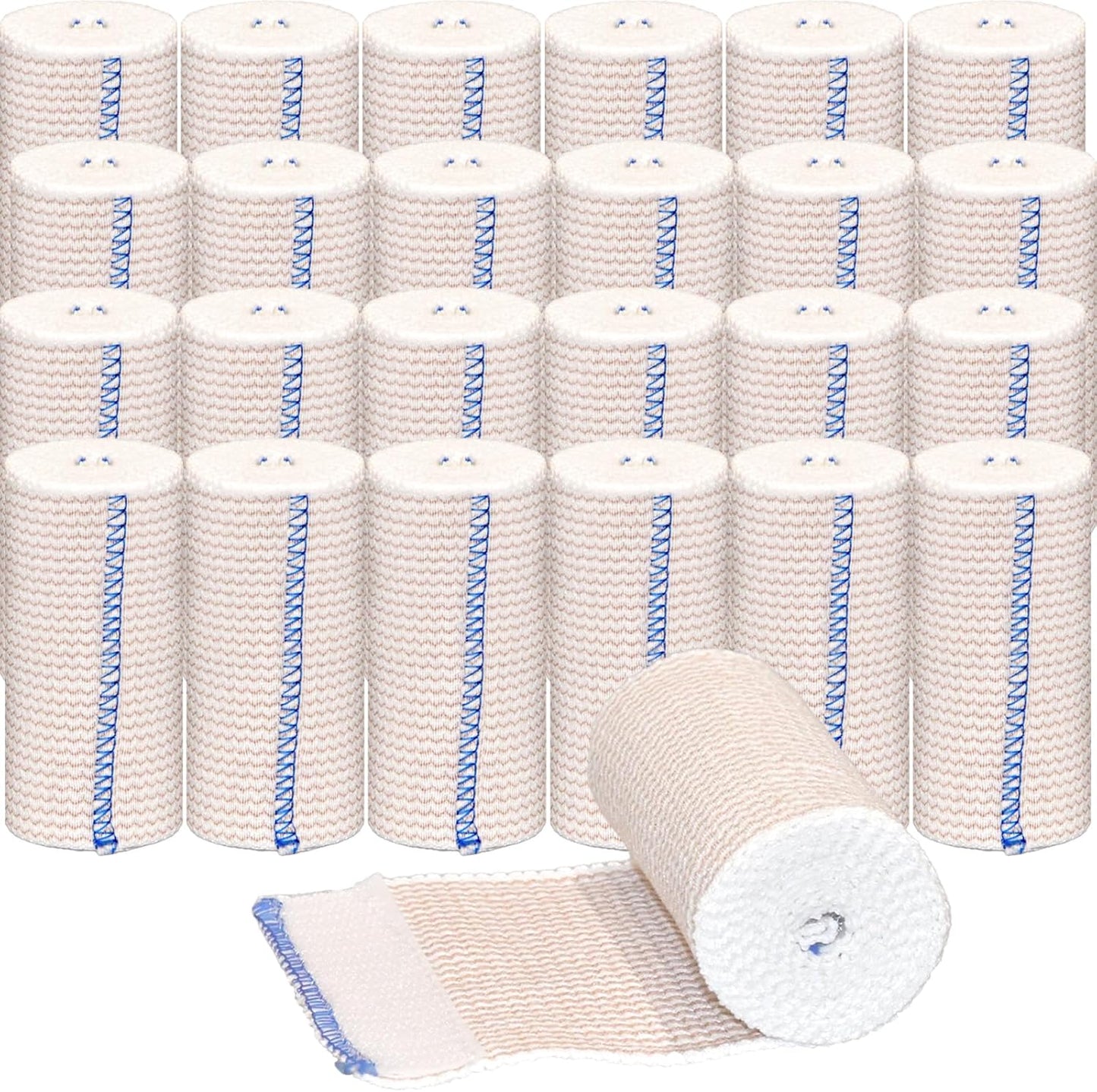 24 Pack Elastic Bandage Wrap 4” Bandage Wrap with Hook and Loop Closure on Both Ends Self Adhesive Bandage Wrap for Sports, Medical, and Injury Recovery