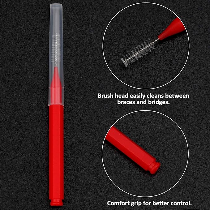 Patelai 50 Pieces Interdental Brush for Cleaner Braces Brush Toothpick Dental Tooth Flossing Head Oral Dental Hygiene Flosser Toothpick Cleaners Tooth Cleaning Tool(Red, Purple, Yellow, Gray, White)