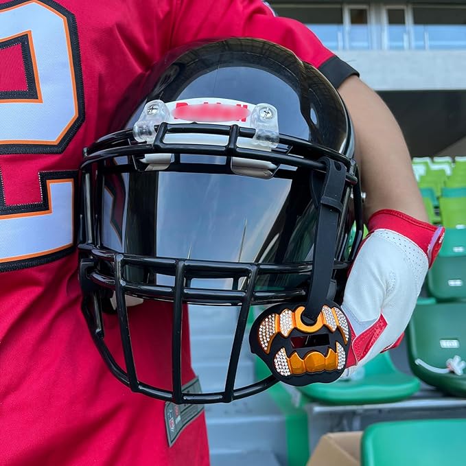 LeCool Football Mouth Guard with Connected Strap- 3D Beast Chrome Adult and Youth Mouth Guard-Mouth Piece for Sports for Maximum Air Flow and Teeth Protection