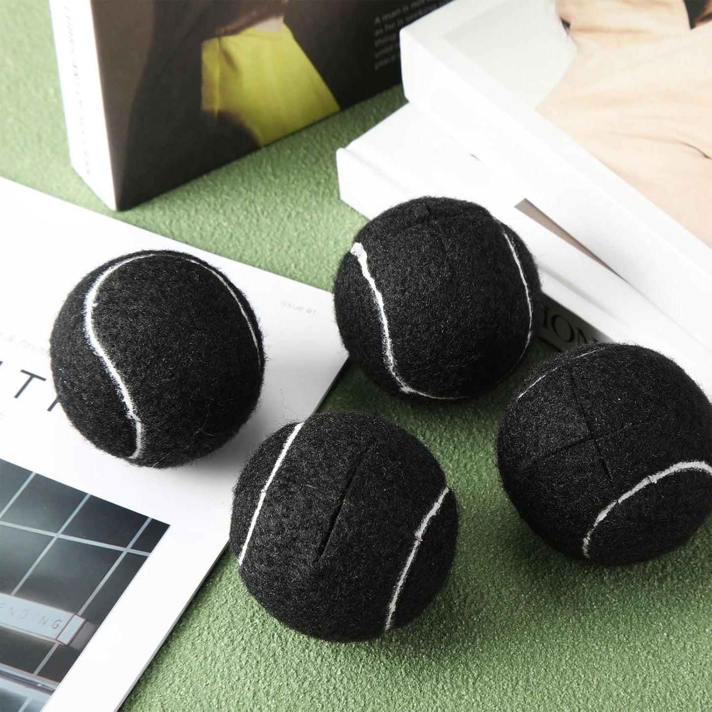 24 Pcs Precut Tennis Balls for Furniture Legs and Floor Protection Chairs Desks Furniture Tennis Balls for Chairs Feet Long Lasting Foot Covers(Black)
