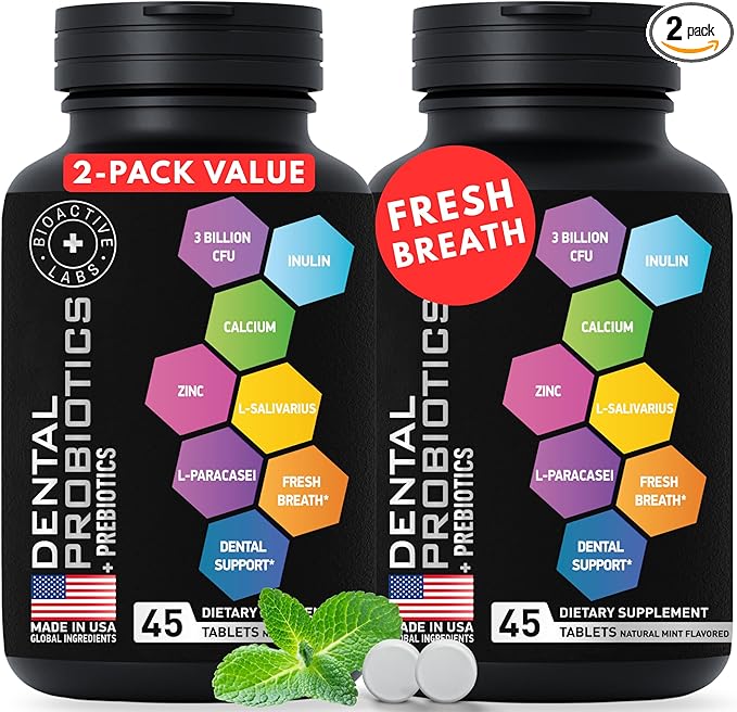 Dental Probiotics for Bad Breath & Oral Health - Best Lactobacillus Salivarius Probiotic Tablets Fight Chronic Bad Breath and Restore Good Bacteria - Oral Probiotics for Teeth and Gums - 90 Tablets