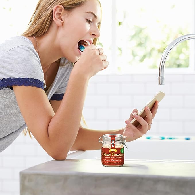 The Dirt - Remineralizing Tooth Powder, Natural Fluoride-Free Teeth Whitening Powder with Hydroxyapatite, Flouride & Gluten Free, Organic Vegan (Sweet Cinnamon, 51g: 6 Month Supply)