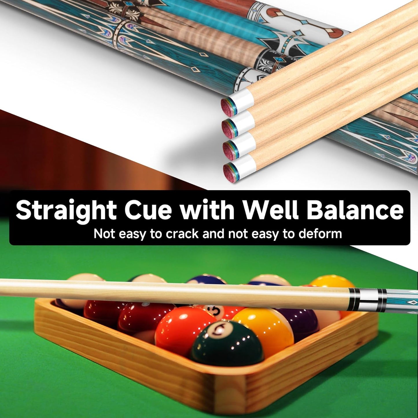 HomeSeason Pool Cue Stick 57" Billiard Cue Sticks Professional Low Deflection Pool Sticks