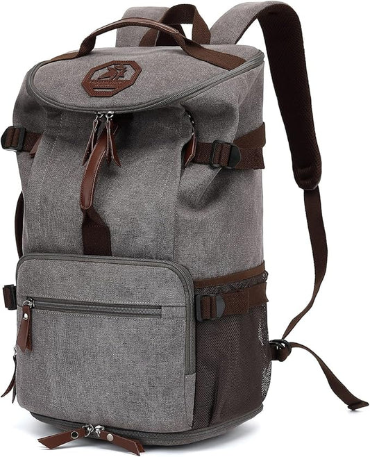 Kalesi Gym Duffle Bag Backpack 4-Way Vintage canvas with Shoes Compartment for travel Sport Hiking laptop (Vintage grey)
