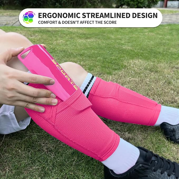 Kids Youth Soccer Shin Guards with Sleeves, Slip in Shinguards Soccer Shin Pads for 3-15 Years Old Boys Girls Child Teens