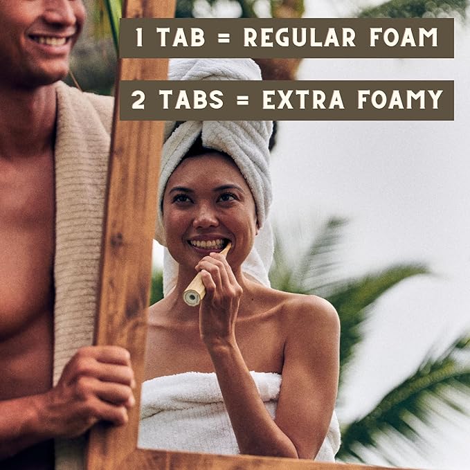 US-Made Toothpaste Tablets, New Improved SLS-Free Formula, 60 Count, Glass Jar, Natural Mint Flavor, Fluoride Free with Hydroxyapatite, Whitening