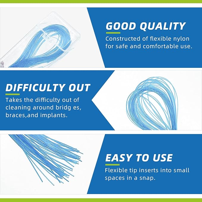 Floss Threaders,Essential Tool for Maintaining Oral Health with Braces, Bridges, and Implants 400 Count (Pack of 8)