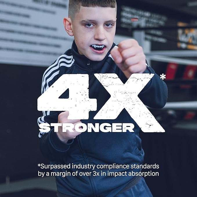 SAFEJAWZ Mouthguard for Braces, Upper & Lower Protection Remoldable Mouth Guard with Case for Boxing, Basketball, Football, MMA, Lacrosse, Hockey and All Contact Sports One Size (Fangz)