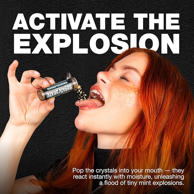 Breath Death Crystal Breth Breath Mints, Peppermint Mint Crystals, Gluten Free, Vegan & Zero Calorie Mints, Zinc-Infused & Fast Acting Formula, Single Pack - 4 Tubes, 12 Servings Per Tube, 1.6 Oz.