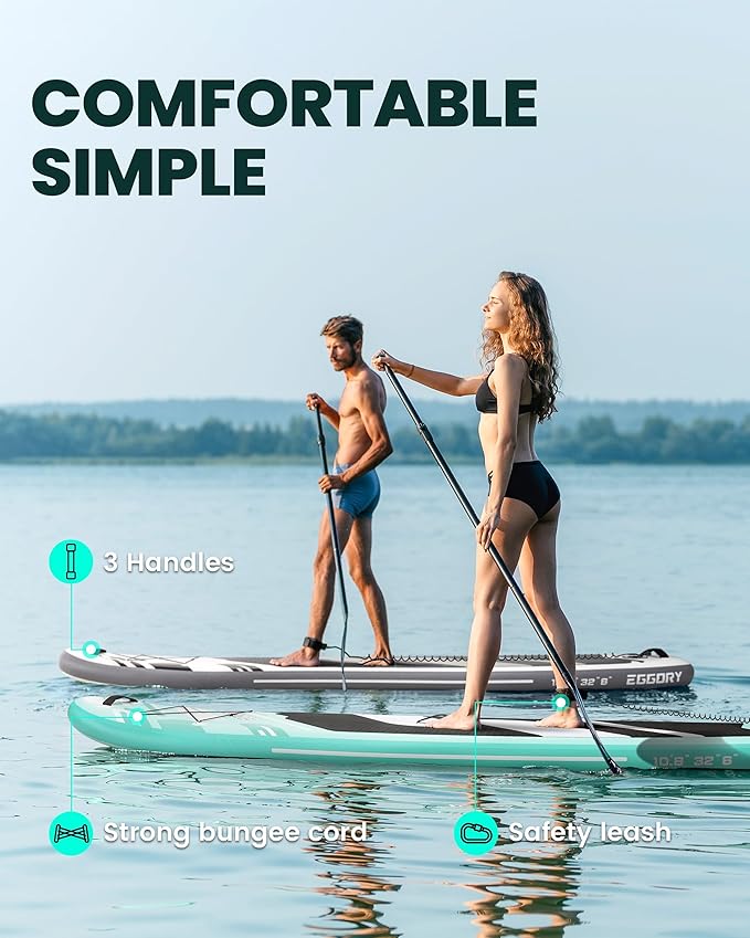 Inflatable Paddle Board,Stand Up Paddle Board Set, Extra Wide SUP Board with Removable Fin, Floating Paddle, Hand Pump, Waterproof Phone Pouch,Traveling Board