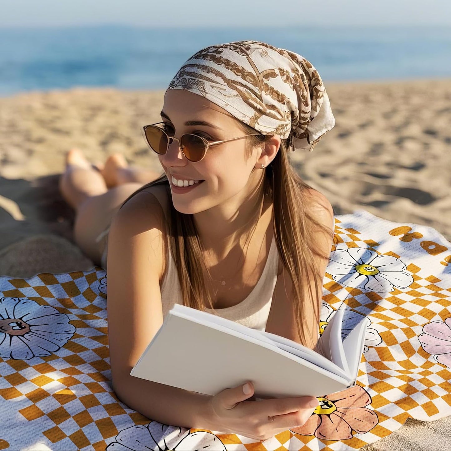 JML Personalized Beach Towel with Name, Custom Flower Beach Towel, Customized Microfiber Pool Towel, Quick Dry & Absorbent Swim Towel for Adult,Anniversary, Birthday, Summer Holiday,Vacation