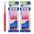 Brilliant Oral Care Adult Toothbrush with Soft Bristles, Round Head, and All-Around Clean for Teeth and Gums, Red, 6 Pack