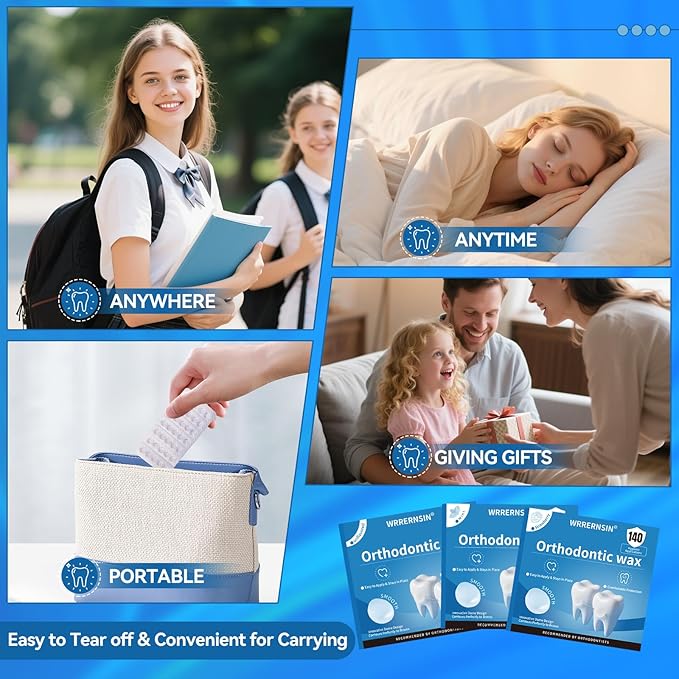 Orthodontic Wax for Braces Wax Dots 140 Individually Wrapped Dental Kit for Wires Unflavored