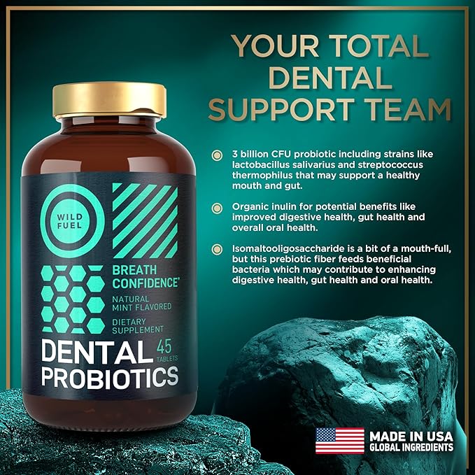 Oral Probiotics for Mouth Bad Breath - Dental Probiotics for Teeth and Gums - 3 Billion CFU Advanced Bad Breath Treatment for Mouth Health - 45 Prebiotic and Probiotic Lactobacillus Salivarius Tablets