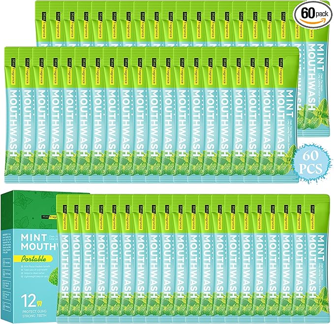 Travel Mouthwash,Mini Travel Size Mouthwash for Fresh Breath,Refreshing Mint Flavor Travel Mouth Wash for Individual Packet Design
