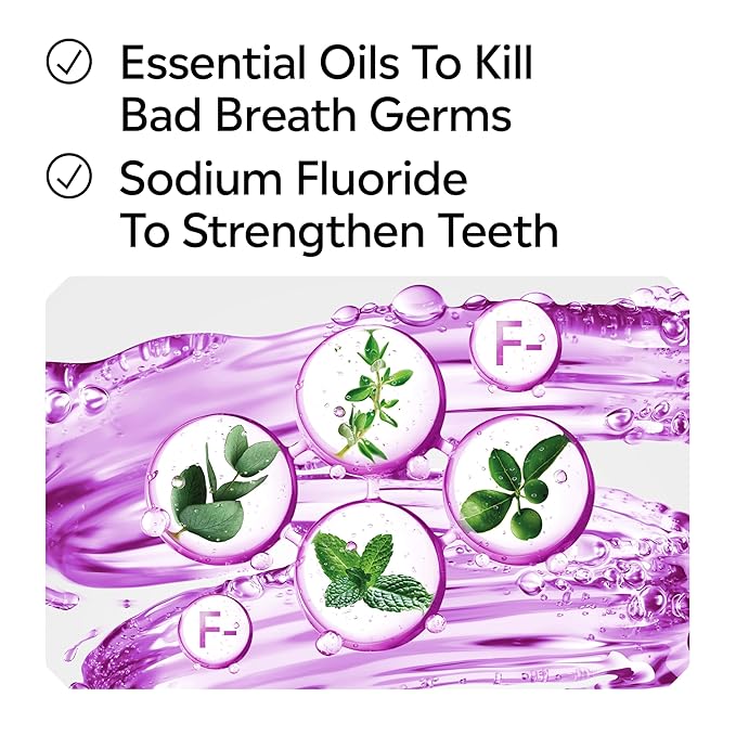 Listerine Total Care Alcohol-Free Anticavity Fluoride Mouthwash, 6 Benefit Oral Rinse to Help Kill 99.9% of Germs That Cause Bad Breath, Strengthen Enamel, Fresh Mint Flavor, 1 L