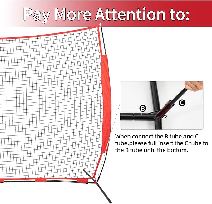 7x7/16x10/20x10ft Ball Backstop Net,Fix Ball Stop Net by 4 Spike&2 Sandbag,Sports Net Barrier with Handbag,Lacrosse Net Backstop for Softball,Basketball,Hockey Train,Baseball Net Barrier for Backyard