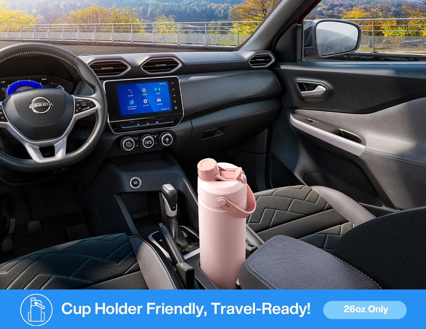 26 oz Insulated Water Bottle with 2-in-1 Straw and Spout Lid, Keep Cold 24H, Leak-Proof, Fits in Car Cup Holder, Stainless Steel Water Bottle for Sports, Travel, Gym, and School (Galaxy Splash)