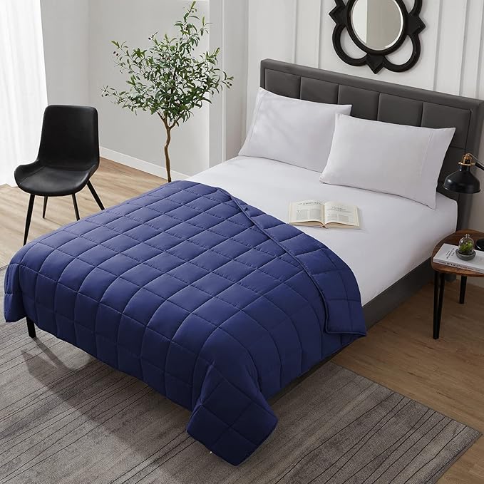 L'AGRATY Weighted Blanket - 40"x60" 7lbs Cooling Breathable Heavy Blanket Microfiber Material with Glass Beads Small Blanket All-season Summer Fall Winter Soft Thick Comfort Blanket