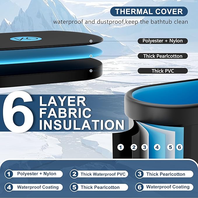 KERDOM Ice Bath Tub for Athletes, Portable Cold Plunge Tub, XL 129 Gal Bathtub for Recovery, Large Oval Foldable Bathtub with Cover for Cold Water Therapy at Home, Gyms, Outdoor, Indoor