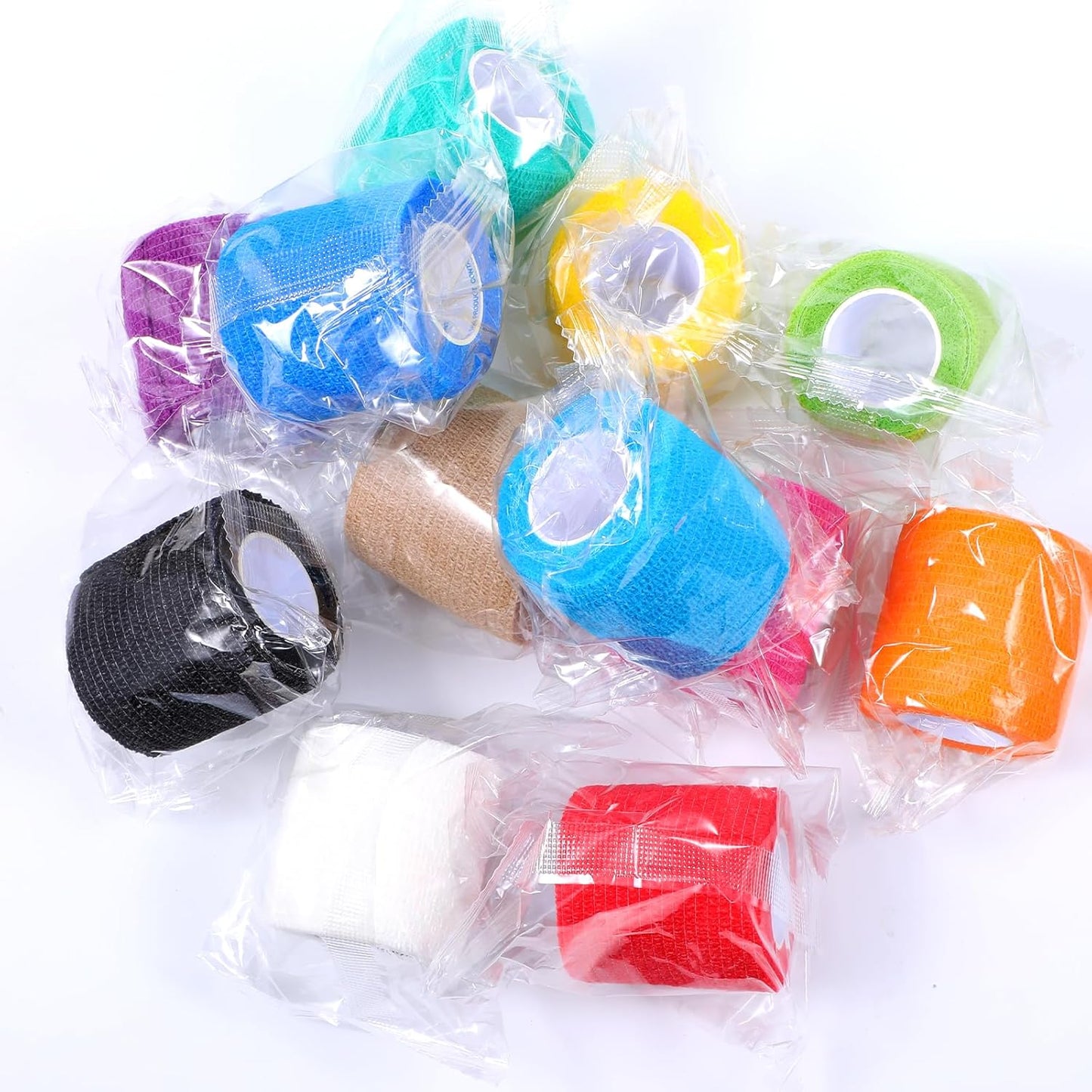 48 Pack Self Adhesive Bandage Wrap 2 Inch x 5 Yard Self Adherent Cohesive Bandages Elastic Athletic Sports Tape Breathable Wound Tape for Stretch Athletic Wrist Ankle(Multiple Colors)