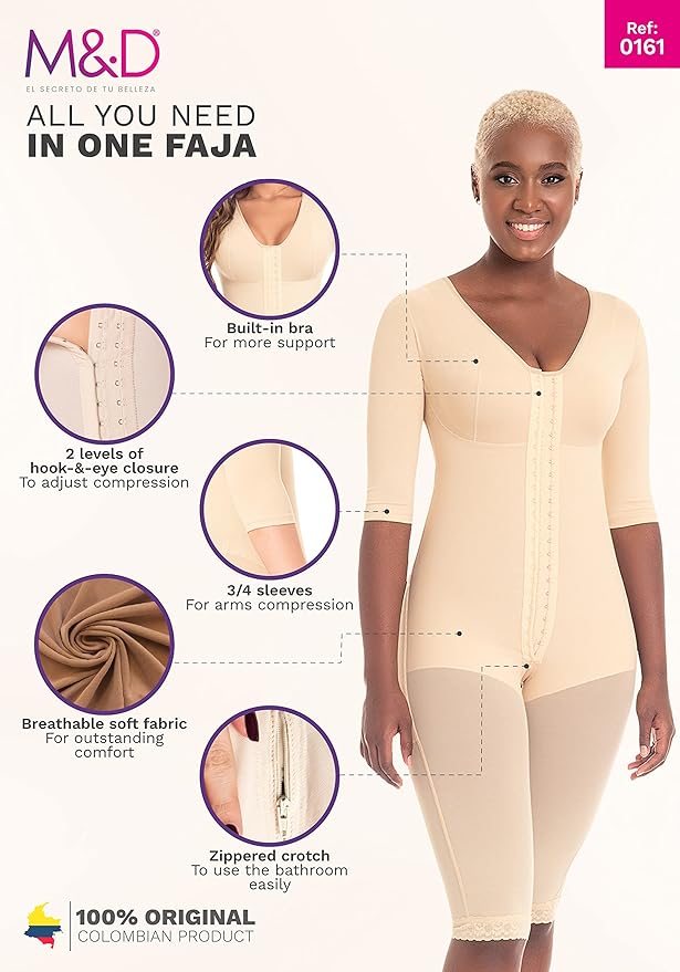 M&D Full Body Faja for Women | Fajas Colombianas Moldeadoras Post Surgery – Stage 2 Faja for Tummy Tuck, Lipo 360 & BBL