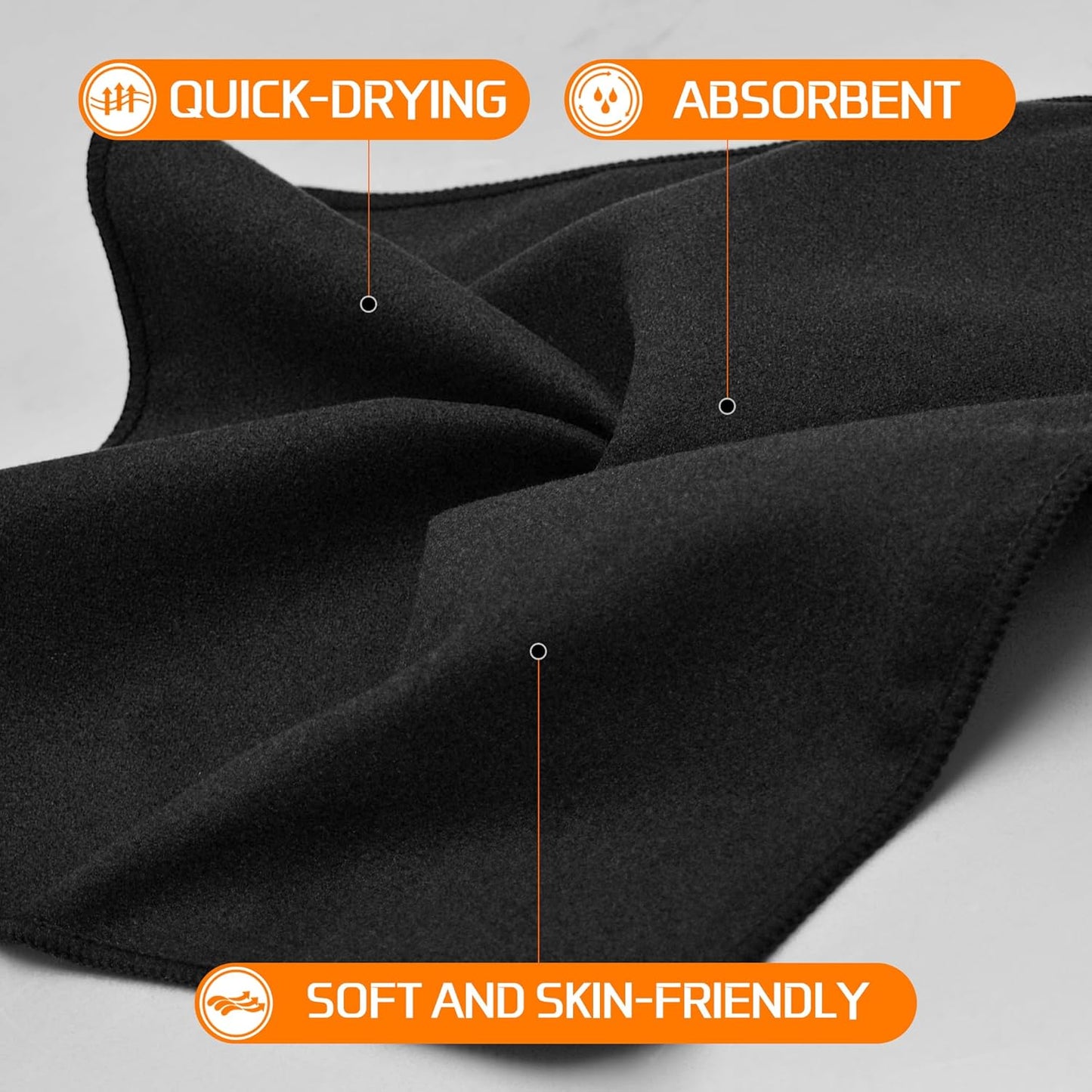 12 Pack Sweat Absorbing Handkerchiefs,Gym Workout Towels Microfiber Sweat Rags Towels for Men & Women, Running Sports accessories Small Cloth for Face Hand,Black Hankies (10" x 10")